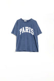 Camiseta Relaxada Azul-Marinho Paris com Letras Brancas