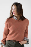 Q2 Camisola aconchegante com mangas bufantes em camelo