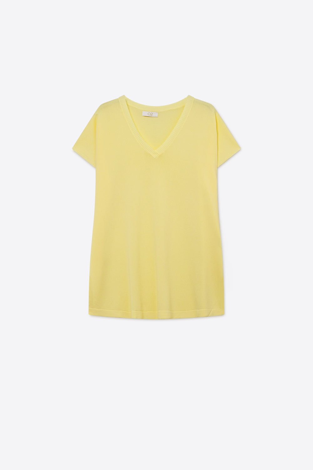 Q2 Camisola amarela com decote em V de ajuste descontraído e leve