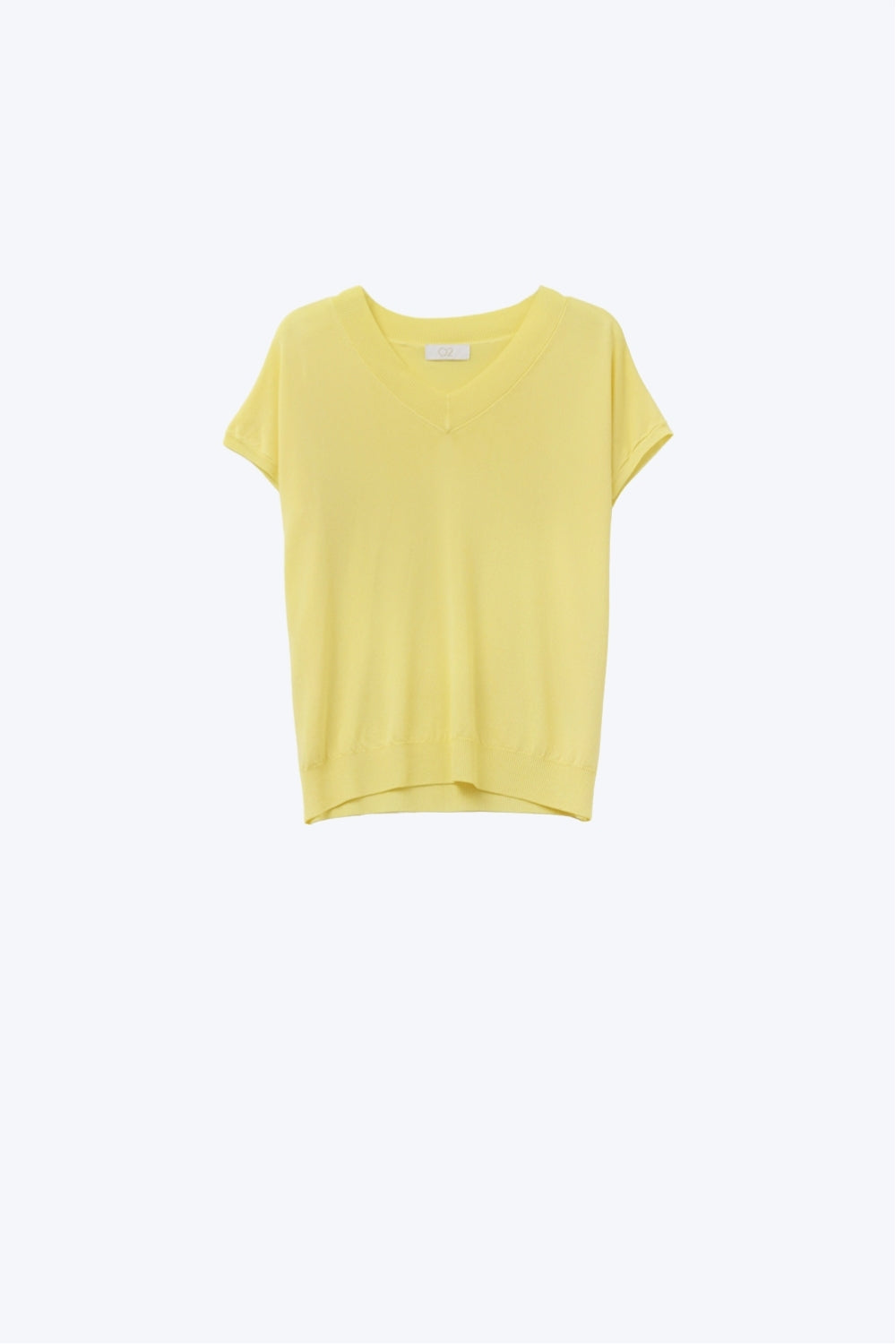 Q2 camisola amarela de malha fina com decote em V