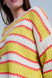 Camisola Amarelo listrada com decote amplo