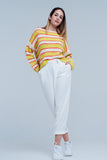 Camisola Amarelo listrada com decote amplo