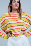 Camisola Amarelo listrada com decote amplo