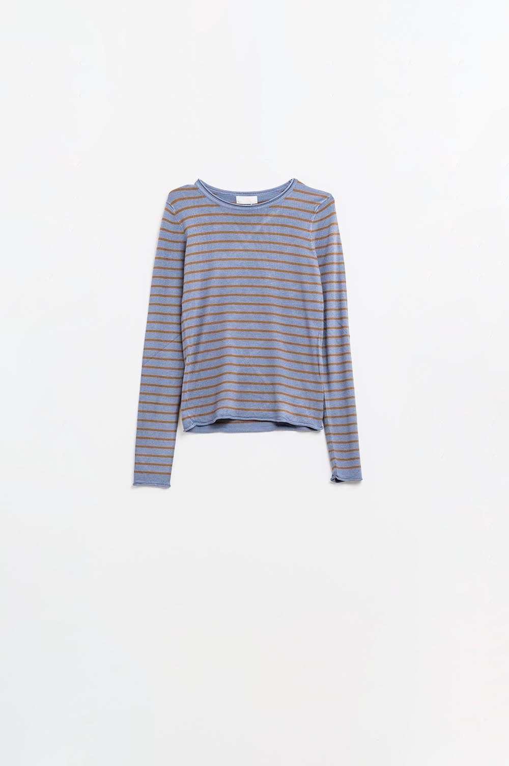 Q2 Camisola às riscas de malha fina cinzenta