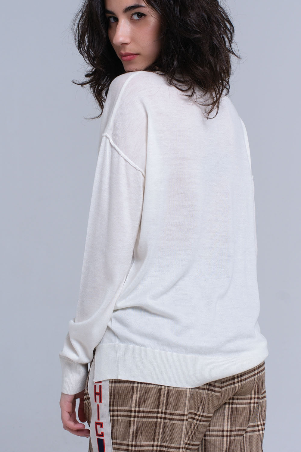 Camisola assimétrica em creme