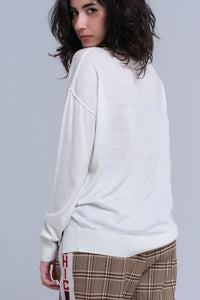 Camisola assimétrica em creme