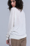 Camisola assimétrica em creme