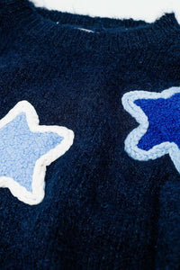 Camisola azul-marinho com estrelas bordadas