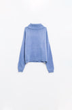 Camisola azul solta com mangas caídas