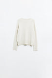 Q2 Camisola básica de malha com gola redonda em cor creme