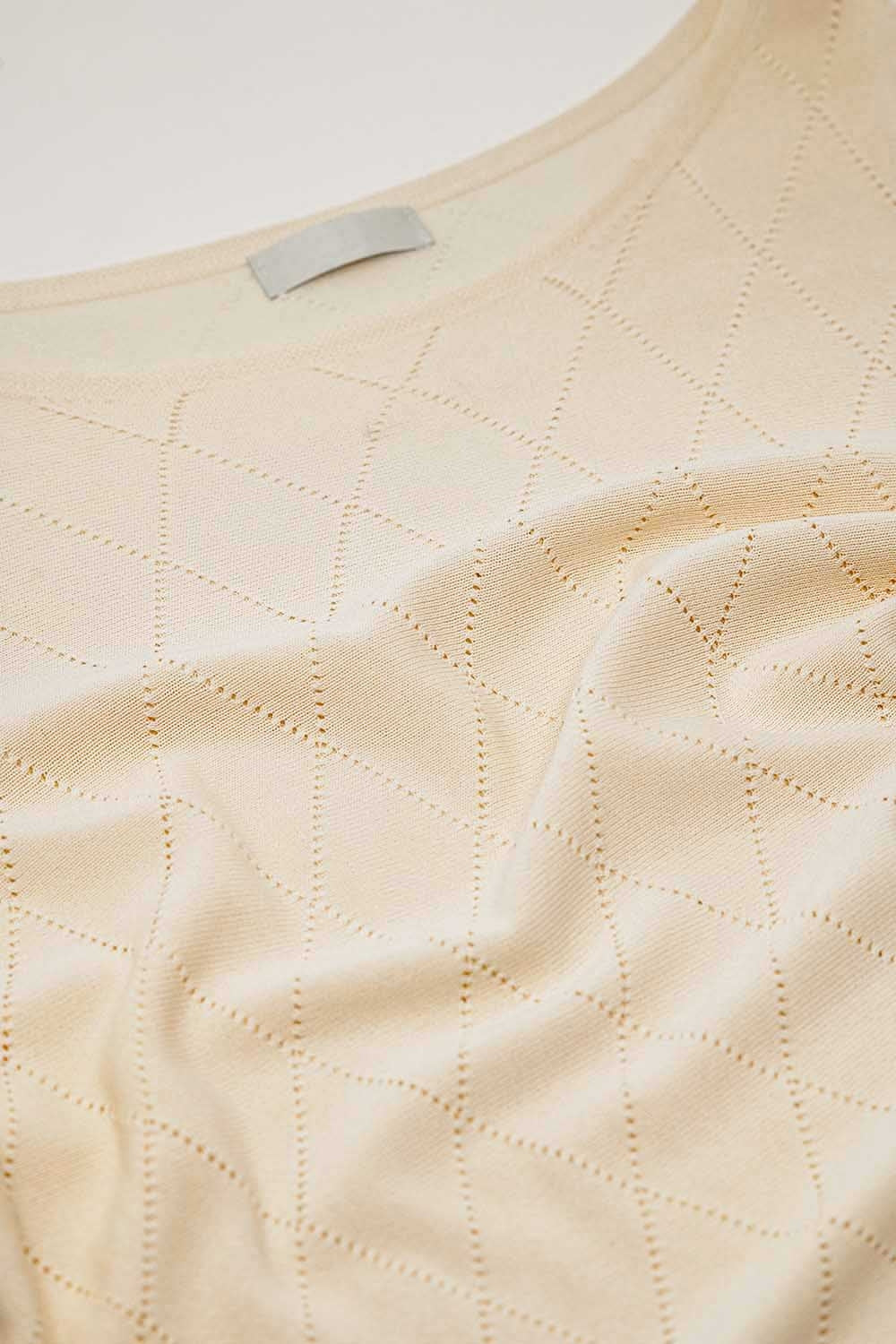 Camisola bege com estampado Argyle e gola boat