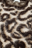 Camisola bege com estampado de leopardo em malha de lã