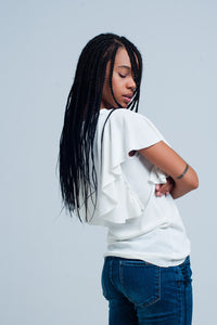 Camisola branca com detalhe de babados