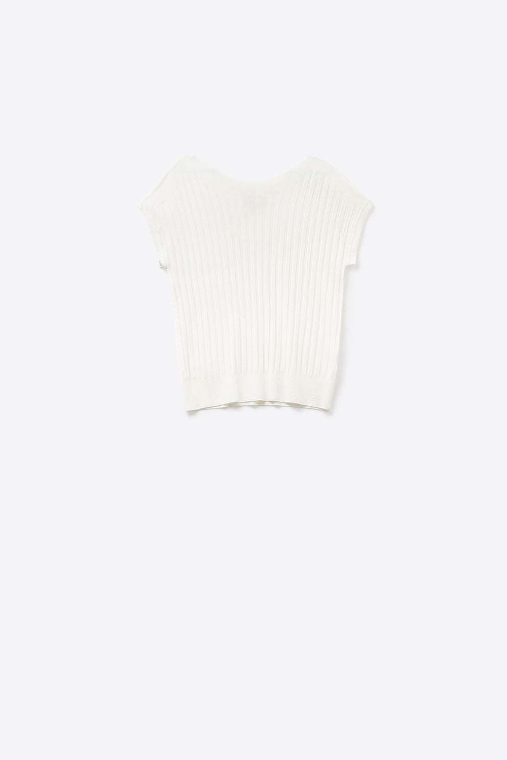 Camisola branca de malha fina com gola redonda