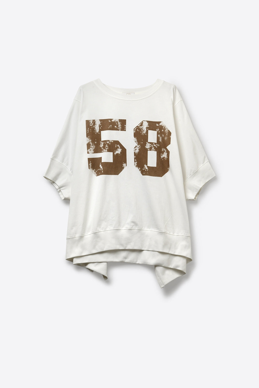 Camisola Branca Oversized com Estampa de Número Marrom