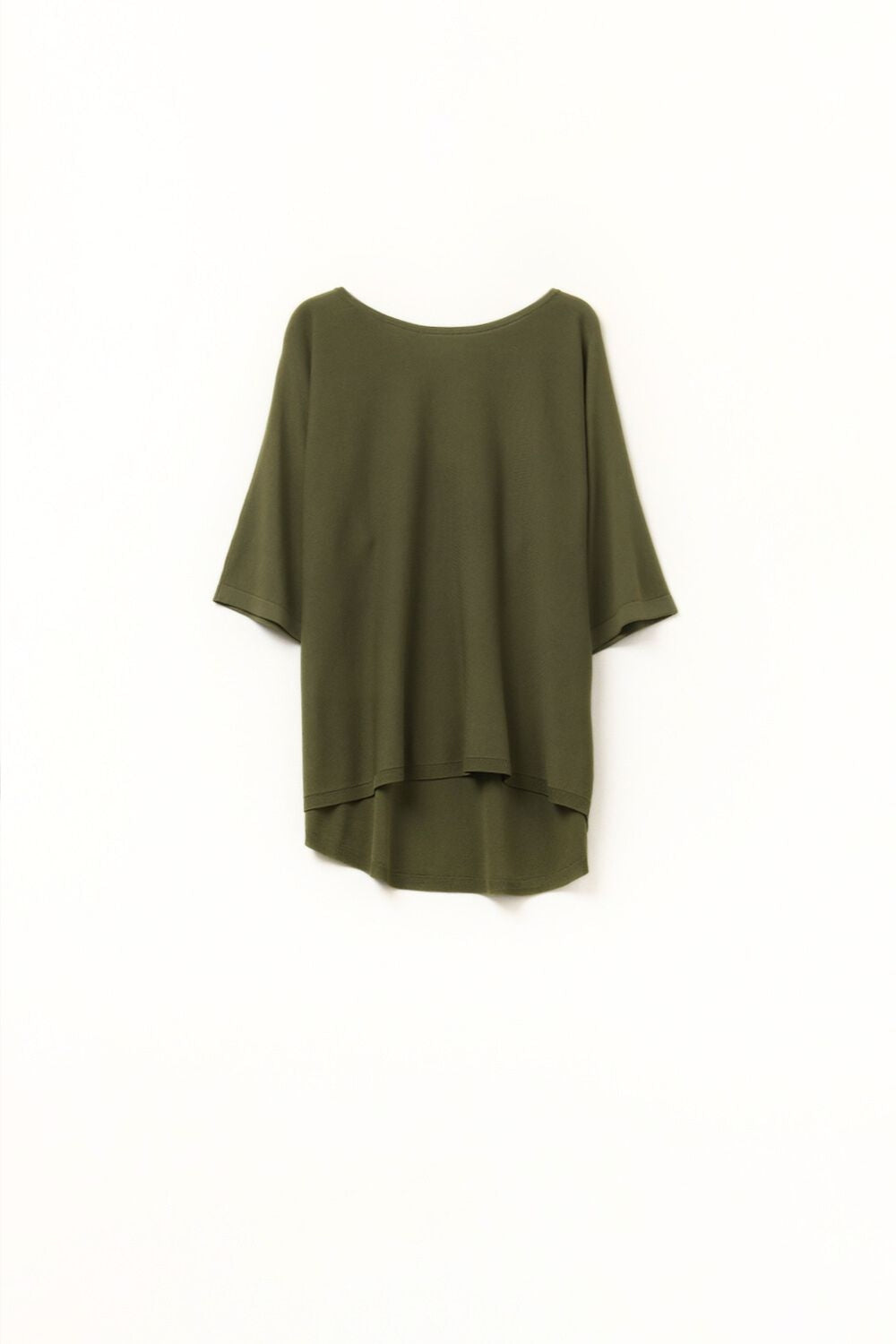 Q2 Camisola cáqui oversized com mangas na altura do cotovelo