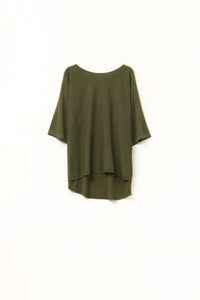 Q2 Camisola cáqui oversized com mangas na altura do cotovelo