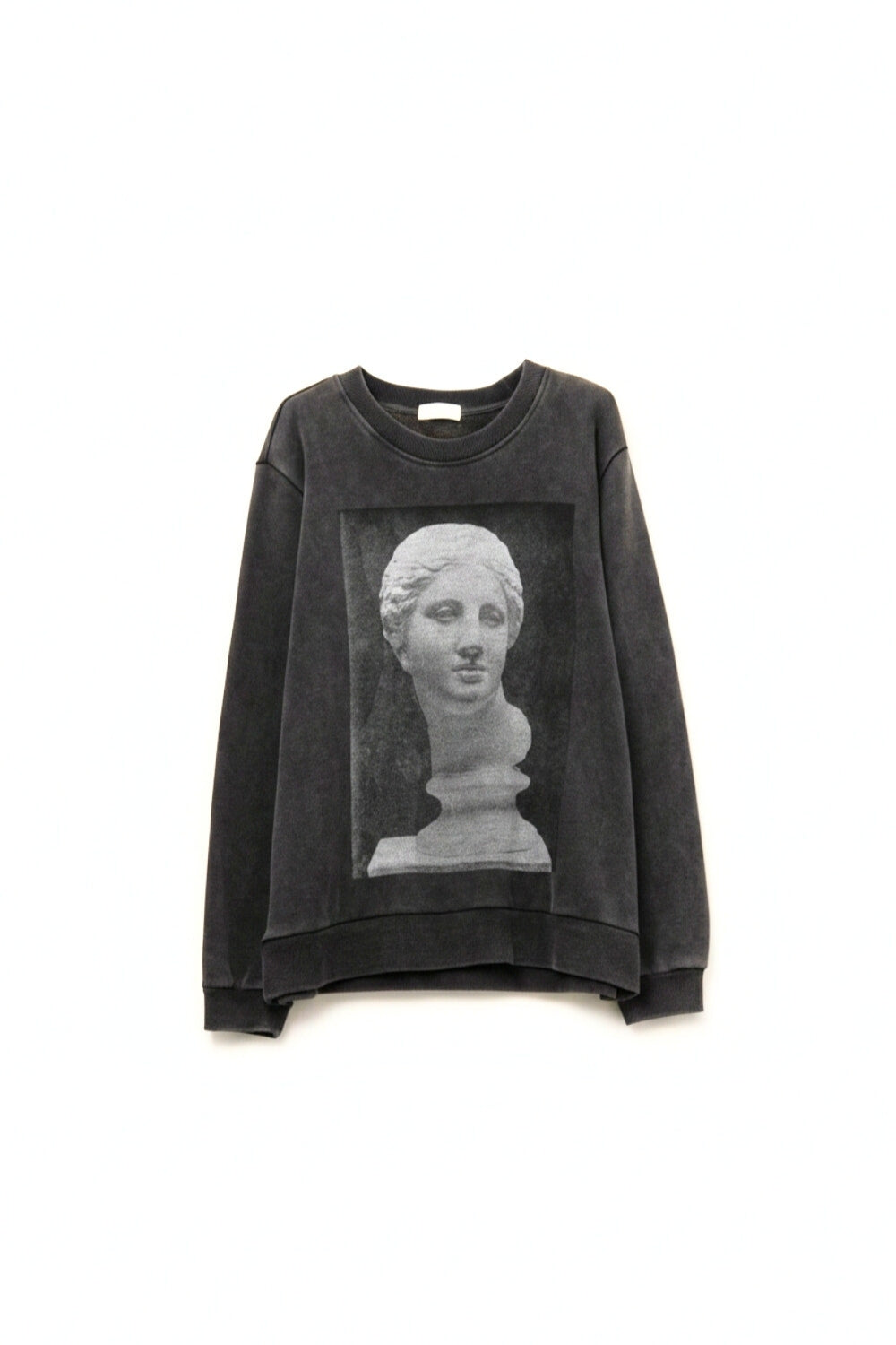Q2 Camisola cinzenta de tamanho grande com estampado de estátua envelhecida