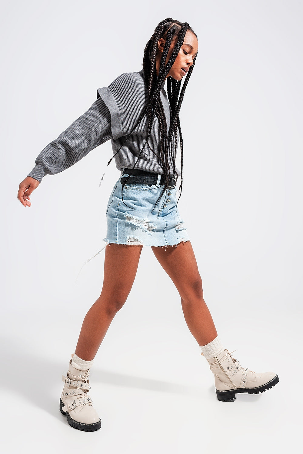 Camisola cinzento com detalhes da manga