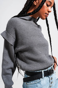Camisola cinzento com detalhes da manga