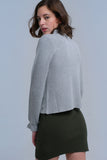 Camisola com babados em cor cinza