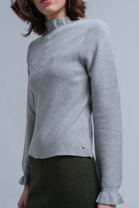 Camisola com babados em cor cinza