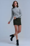 Camisola com babados em cor cinza