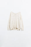 Camisola com decote em V de tamanho grande em creme
