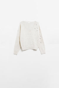 Camisola com decote em V e estrelas metálicas
