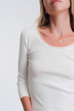 Camisola com decote largo branco