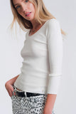 Q2 Camisola com decote largo branco