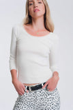 Camisola com decote largo branco