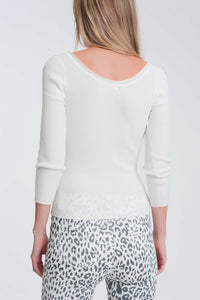Camisola com decote largo branco