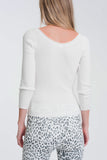 Camisola com decote largo branco