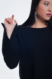 Camisola com detalhe de nervuras nas mangas cor preto