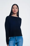 Camisola com detalhe de nervuras nas mangas cor preto