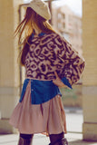 Camisola com estampado de leopardo cor-de-rosa em malha de lã