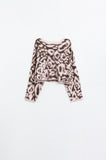 Camisola com estampado de leopardo cor-de-rosa em malha de lã