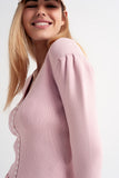 Camisola com frente de pérola em rosa