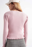 Camisola com frente de pérola em rosa