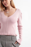 Camisola com frente de pérola em rosa