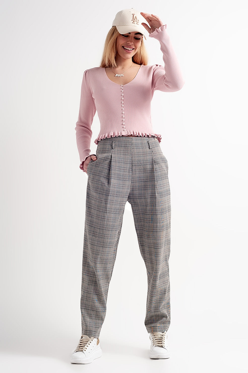 Camisola com frente de pérola em rosa