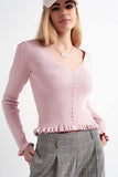 Q2 Camisola com frente de pérola em rosa