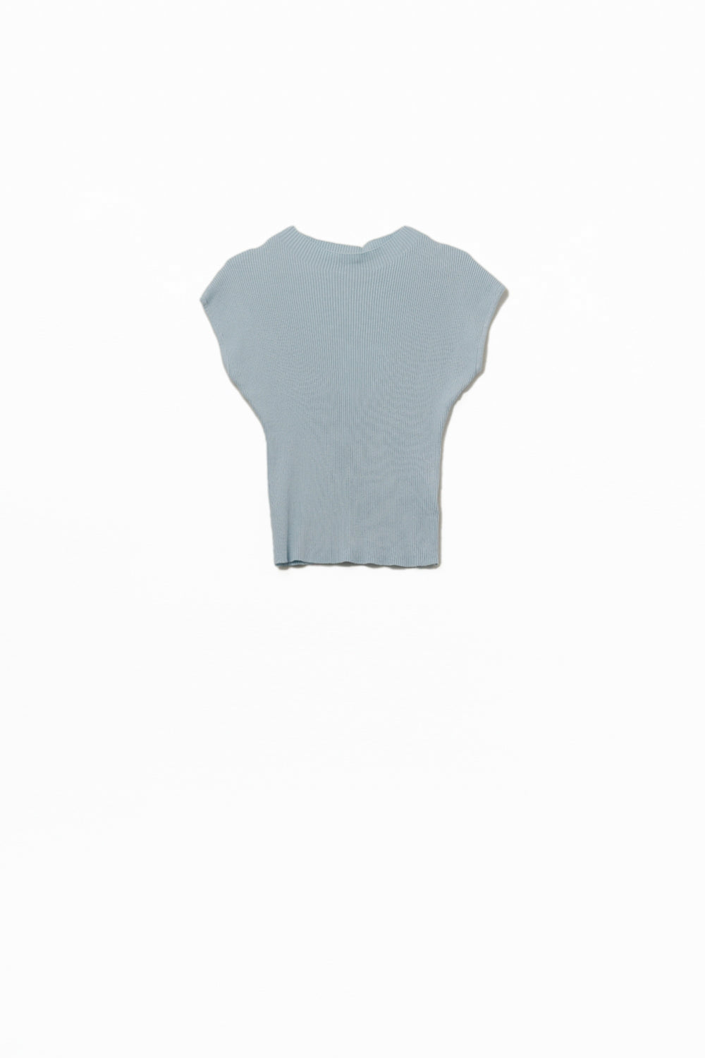 Q2 Camisola com gola alta e mangas com nervuras em azul