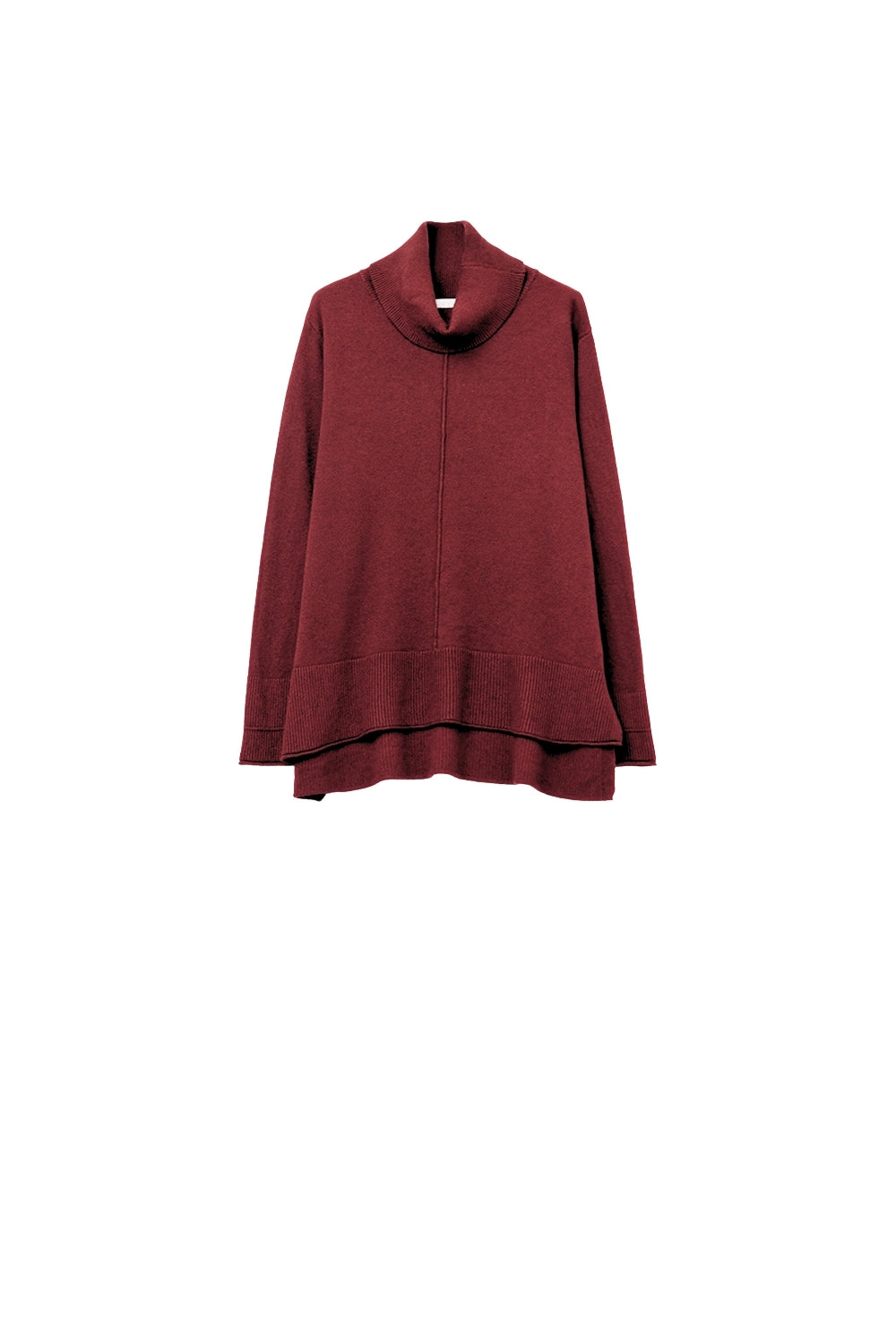 Q2 Camisola com gola redonda de grandes dimensões em Borgonha