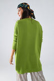 Camisola com gola redonda e manga comprida em verde azeitona