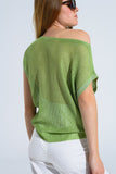 Camisola com gola redonda e manga comprida em verde