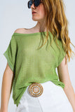 Camisola com gola redonda e manga comprida em verde