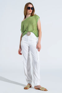 Camisola com gola redonda e manga comprida em verde