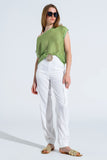 Camisola com gola redonda e manga comprida em verde